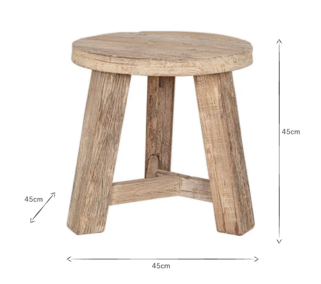 Ibo Reclaimed Wood Round Side Table-Natural