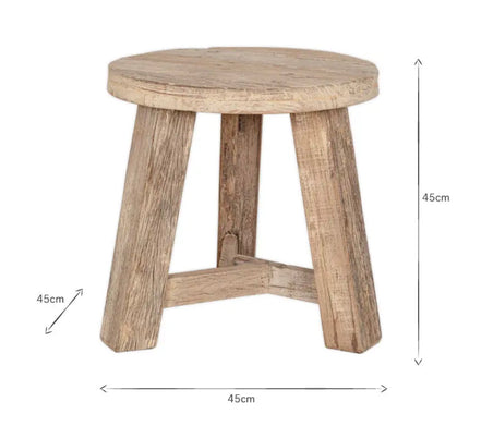 Ibo Reclaimed Wood Round Side Table-Natural