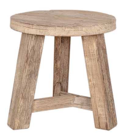 Ibo Reclaimed Wood Round Side Table-Natural