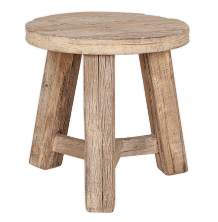 Ibo Reclaimed Wood Round Side Table-Natural