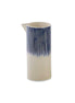 Ceramic pitcher with blue accent on a white background