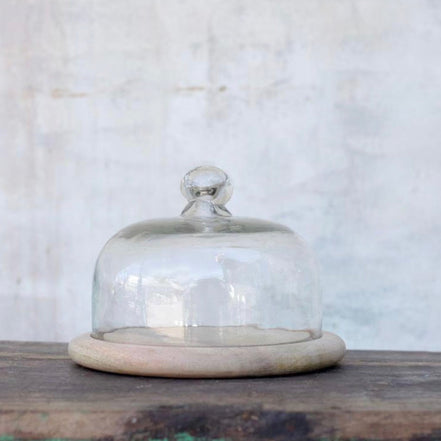 Recycled Glass Cake Dome - Clear Glass
