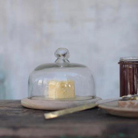 Recycled Glass Cake Dome - Clear Glass