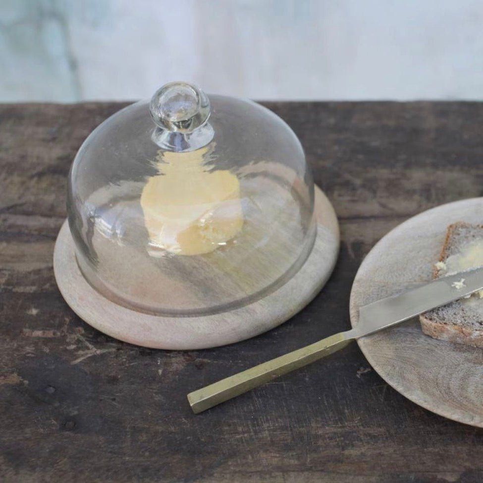 Recycled Glass Cake Dome - Clear Glass