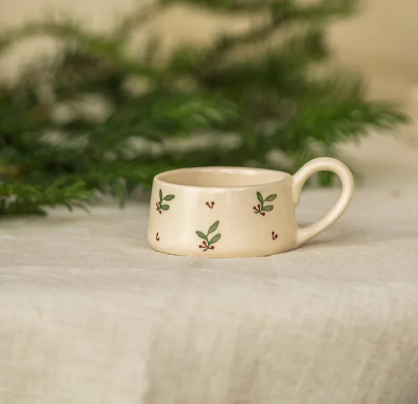 Holly Hand Painted Tea Light Holder