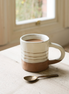 Hand Painted Breton Stripe Mug-Taupe