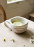 Hand Painted Breton Stripe Tea Cup-Brick