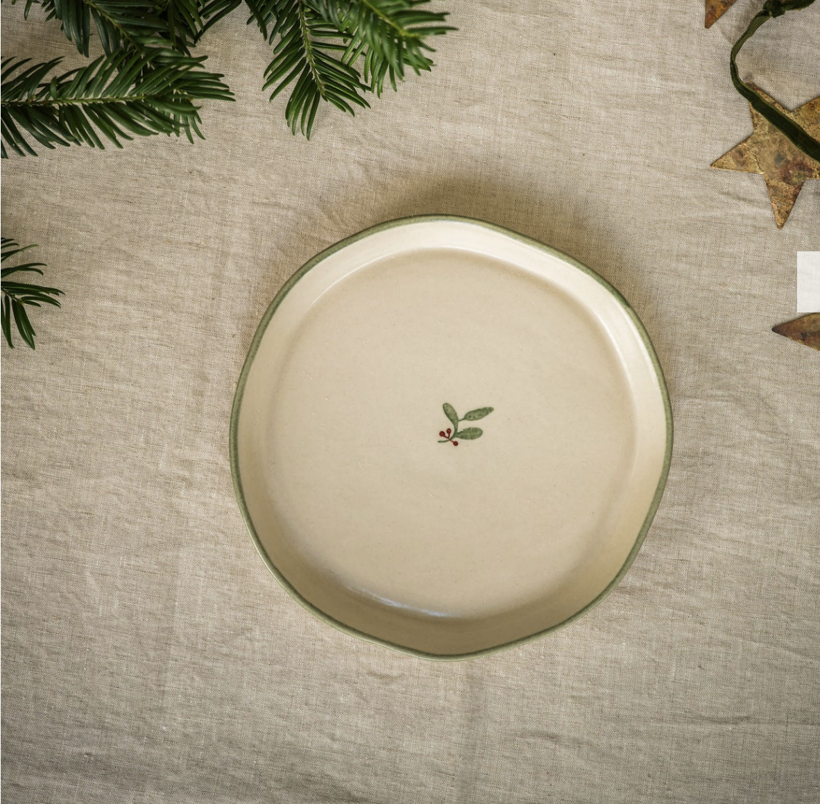 Hand Painted Holly Snack Plate