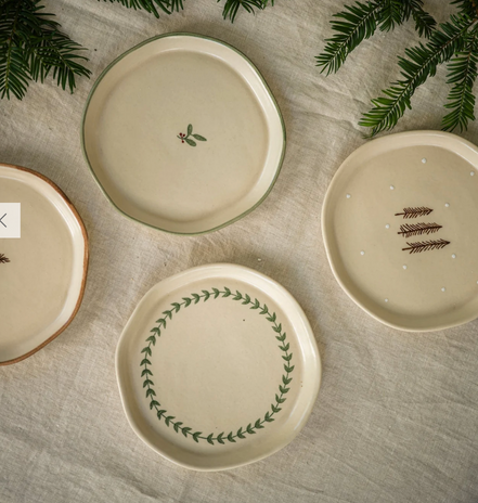 Hand Painted Holly Snack Plate