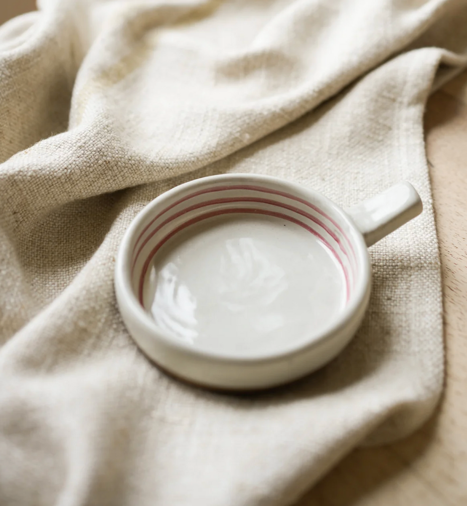 Hand Painted Breton StripeOlive Dish Bowl-Brick