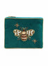 Teal Golden Bee Small Velvet Pouch