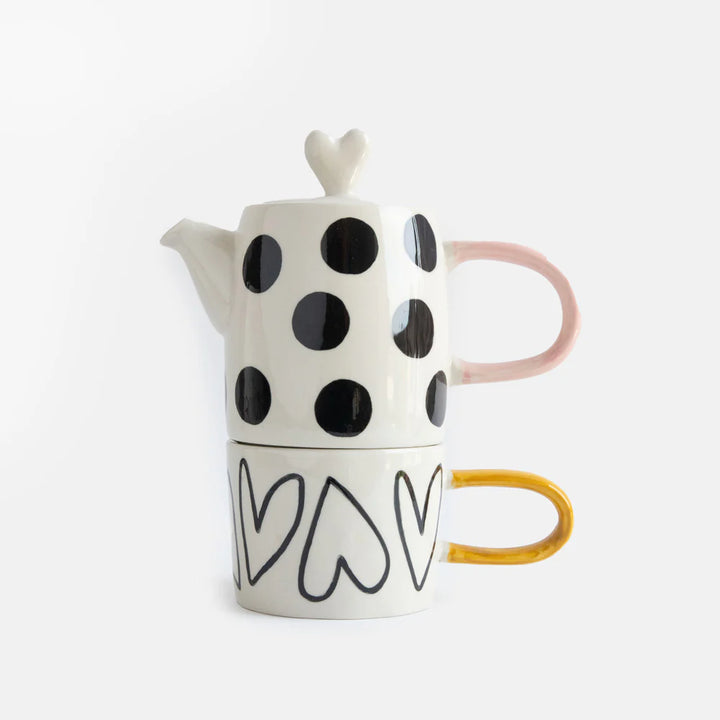 Spot/Heart Tea For One Boxed Teapot &amp; Cup Set