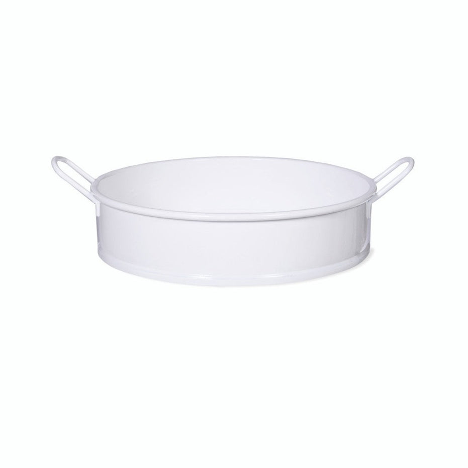 Iron Round Tray - White