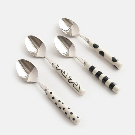 Mono Patterns Boxed Set Of 4 Teaspoons