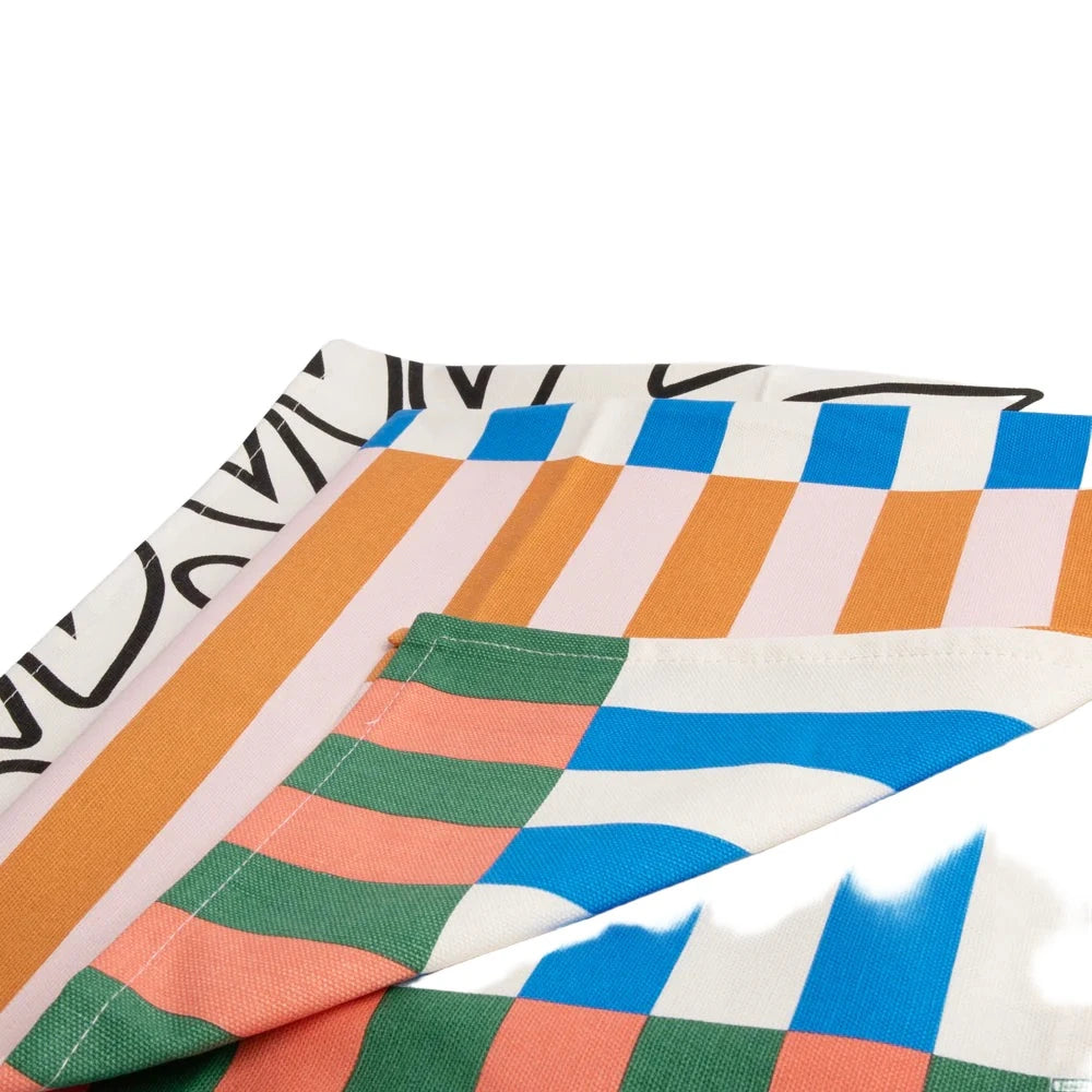 Multi Stripe/Mono Hearts Set of 2 Tea Towels
