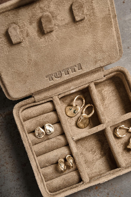 Sand Mini Suede Jewellery Box