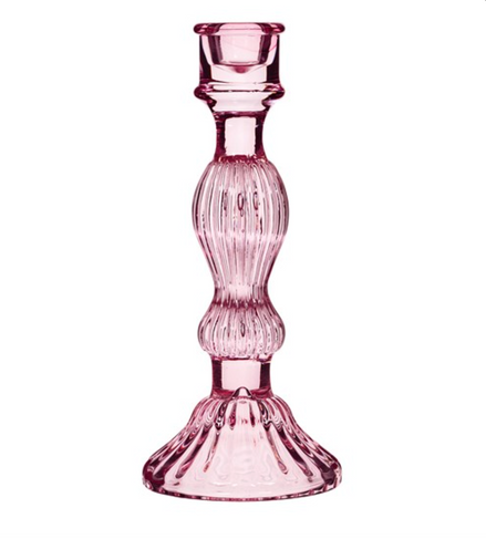 Vintage Glass Candleholder - Pink