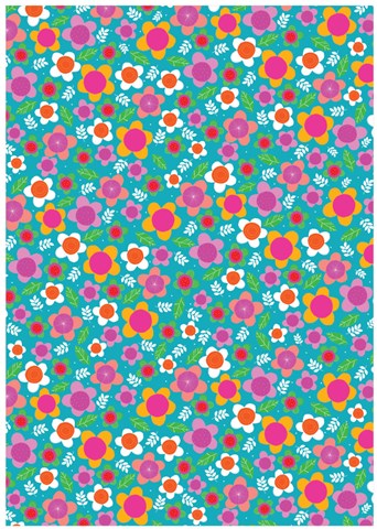 Turquoise spring flowers gift wrap