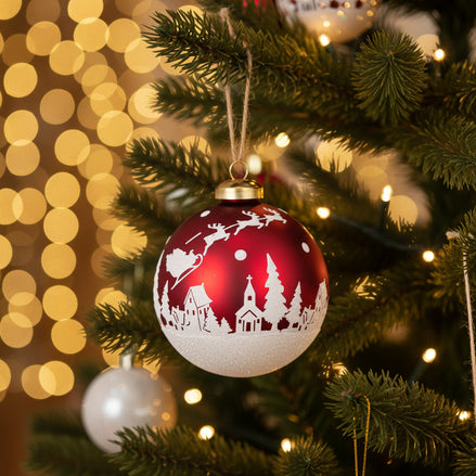 Red and White Scene Bauble