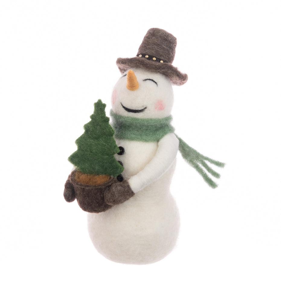Felt Snowman with Tree – 20cm