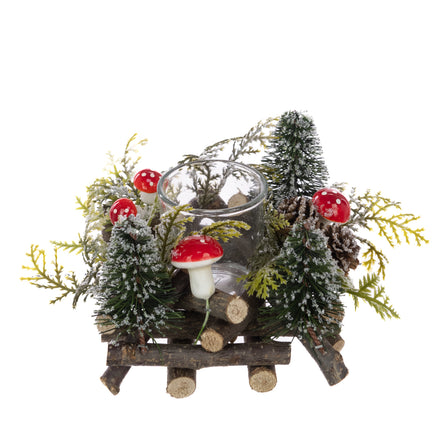 Tree Candle Holder with Toadstools