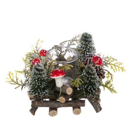 Tree Candle Holder with Toadstools