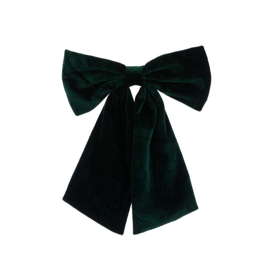 Green Velvet Bow Clip – 31cm