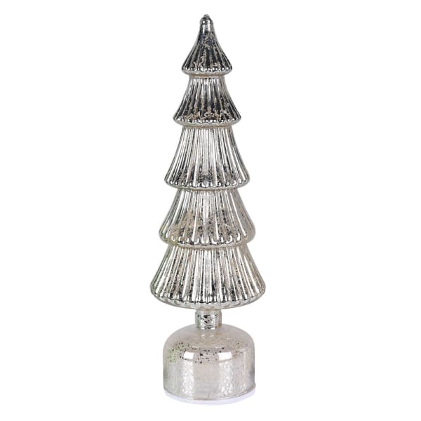 Large Silver Lit Rotating Tree