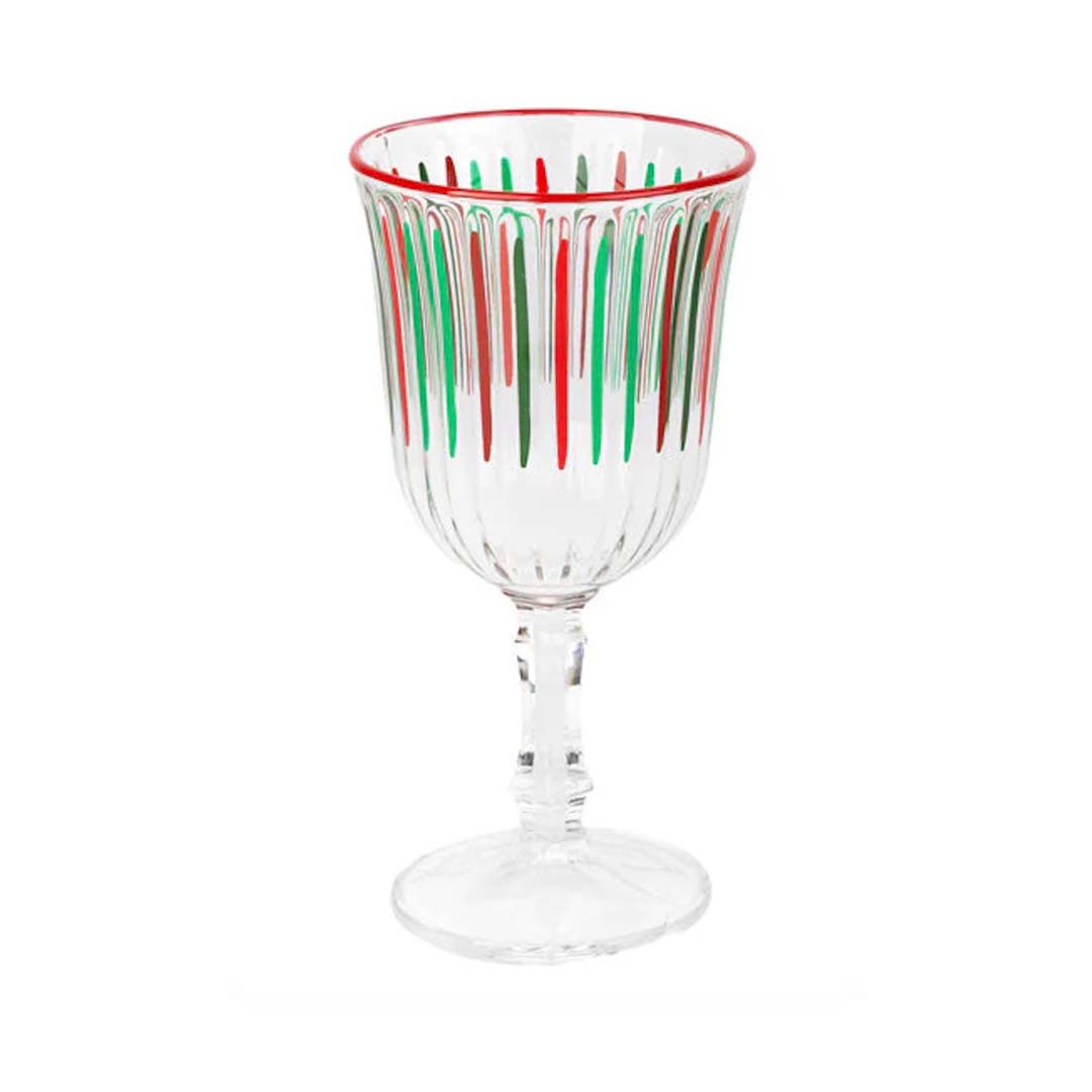 Red and Green Striped Wine Glass