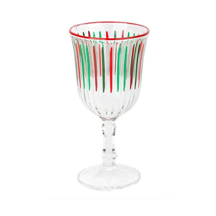 Red and Green Striped Wine Glass