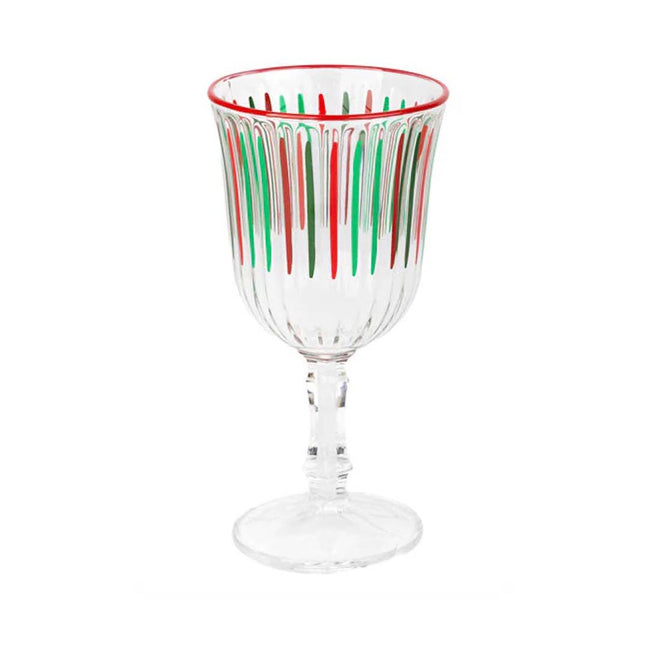 Red and Green Striped Wine Glass