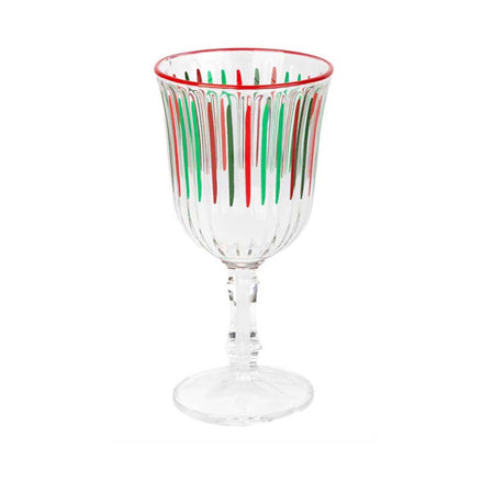 Red and Green Striped Wine Glass