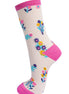 Womens Bamboo Socks Floral Ankle Sock Wild Flowers Pink