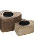 Wooden Double heart Tealight Holder