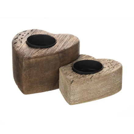 Wooden Double heart Tealight Holder