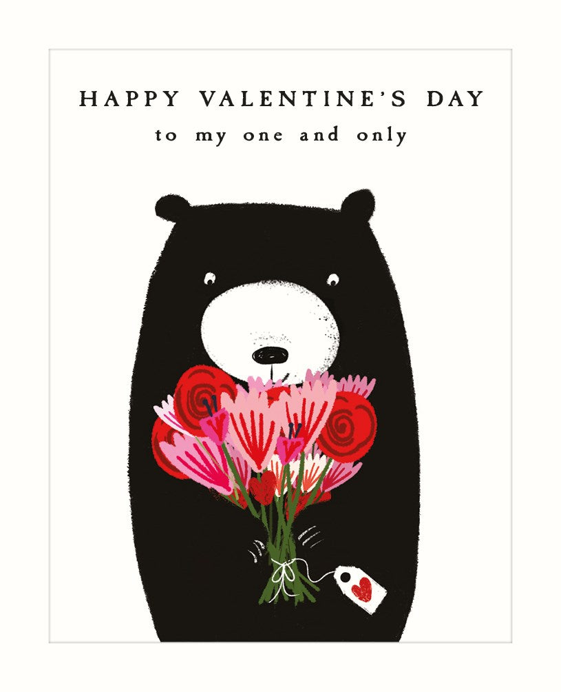 Bear One & Only Flowers Valentines Card