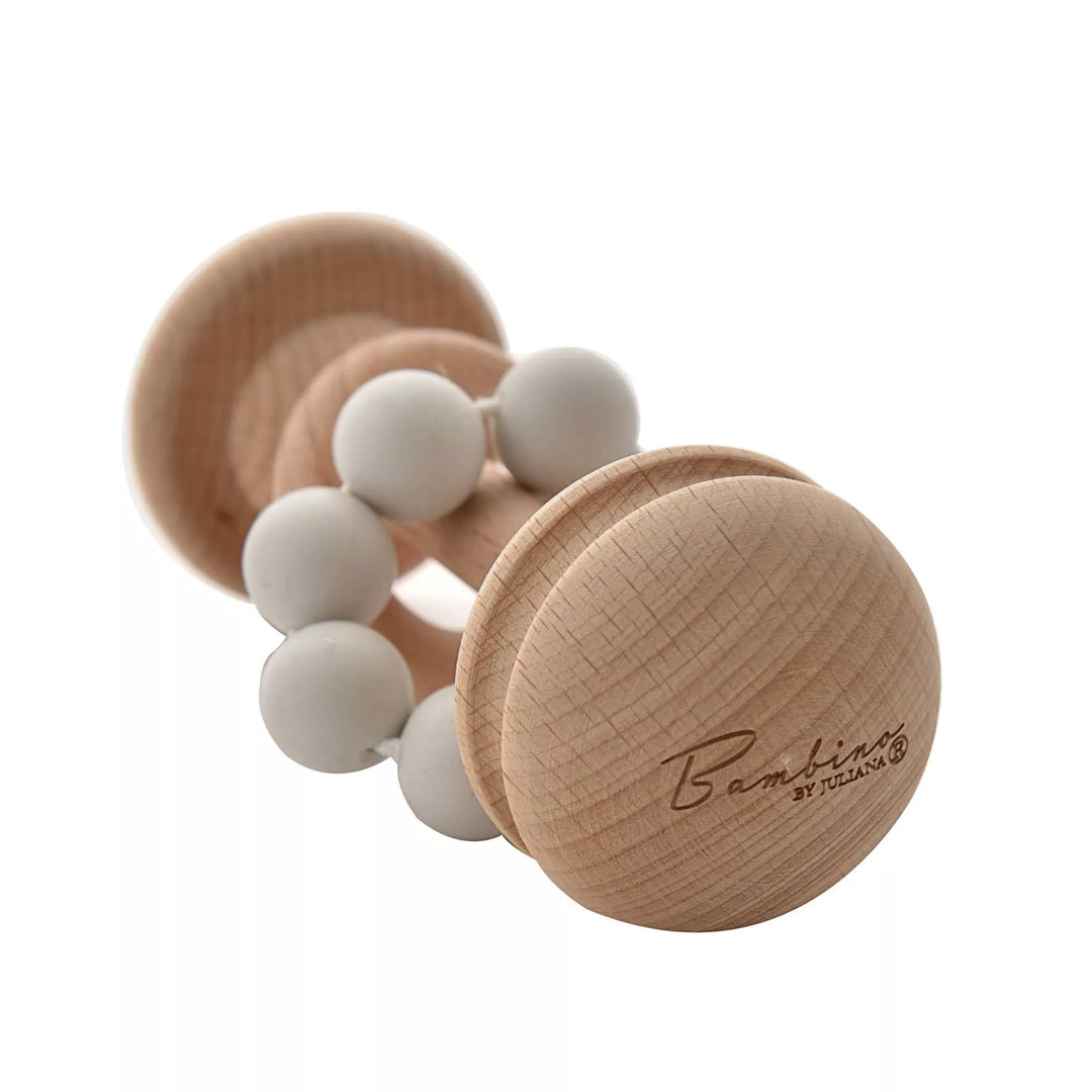 Wooden Rattle Teething Toy Grey