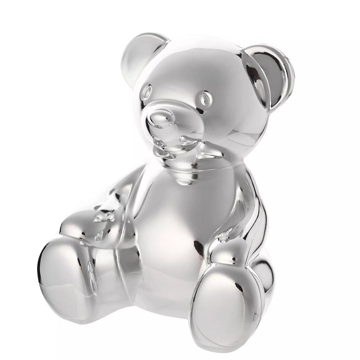 Silver Teddy Money Box