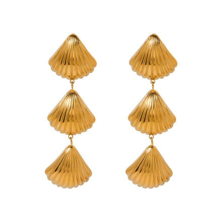 Triple Drop Shell Earrings in Gold