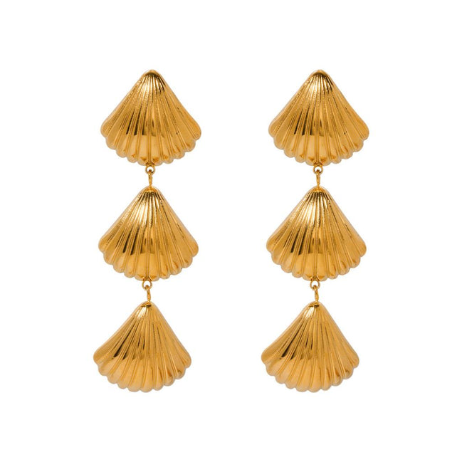 Triple Drop Shell Earrings in Gold