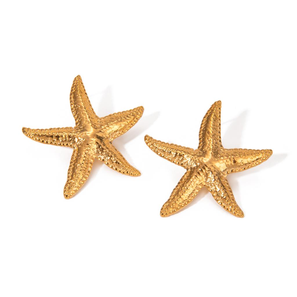 Oversize Starfish Gold Earrings