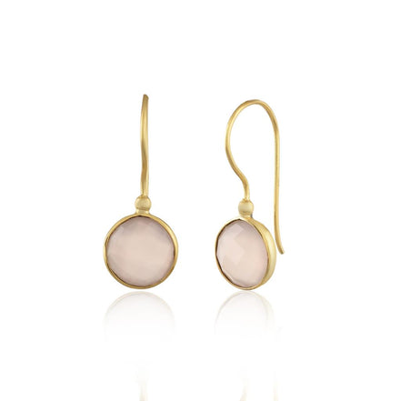 Stone Hook Earrings in gold & Rose
