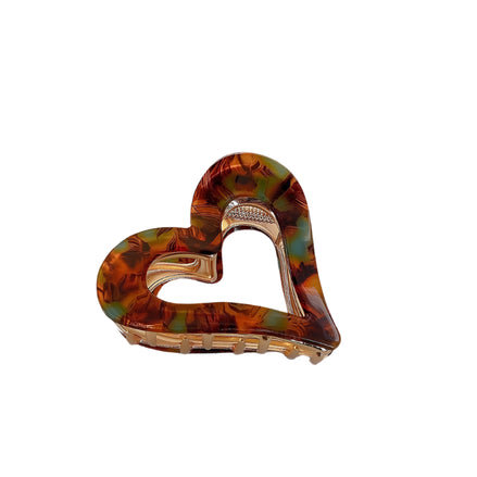 Open Heart Hairclip In Tortoiseshell