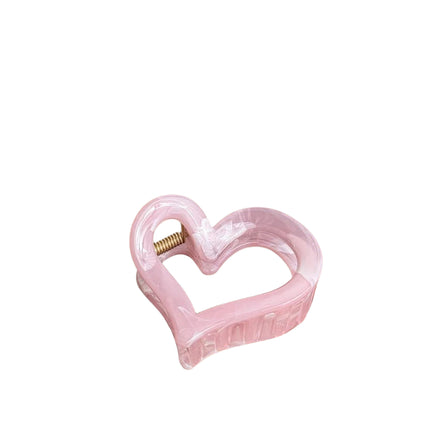 Open Heart Claw Clip In Pink Marble