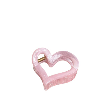 Open Heart Claw Clip In Pink Marble