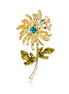 Gold Dandelion Brooch Blue Cubic