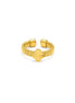 Ridged Band Ring With Clover In Gold