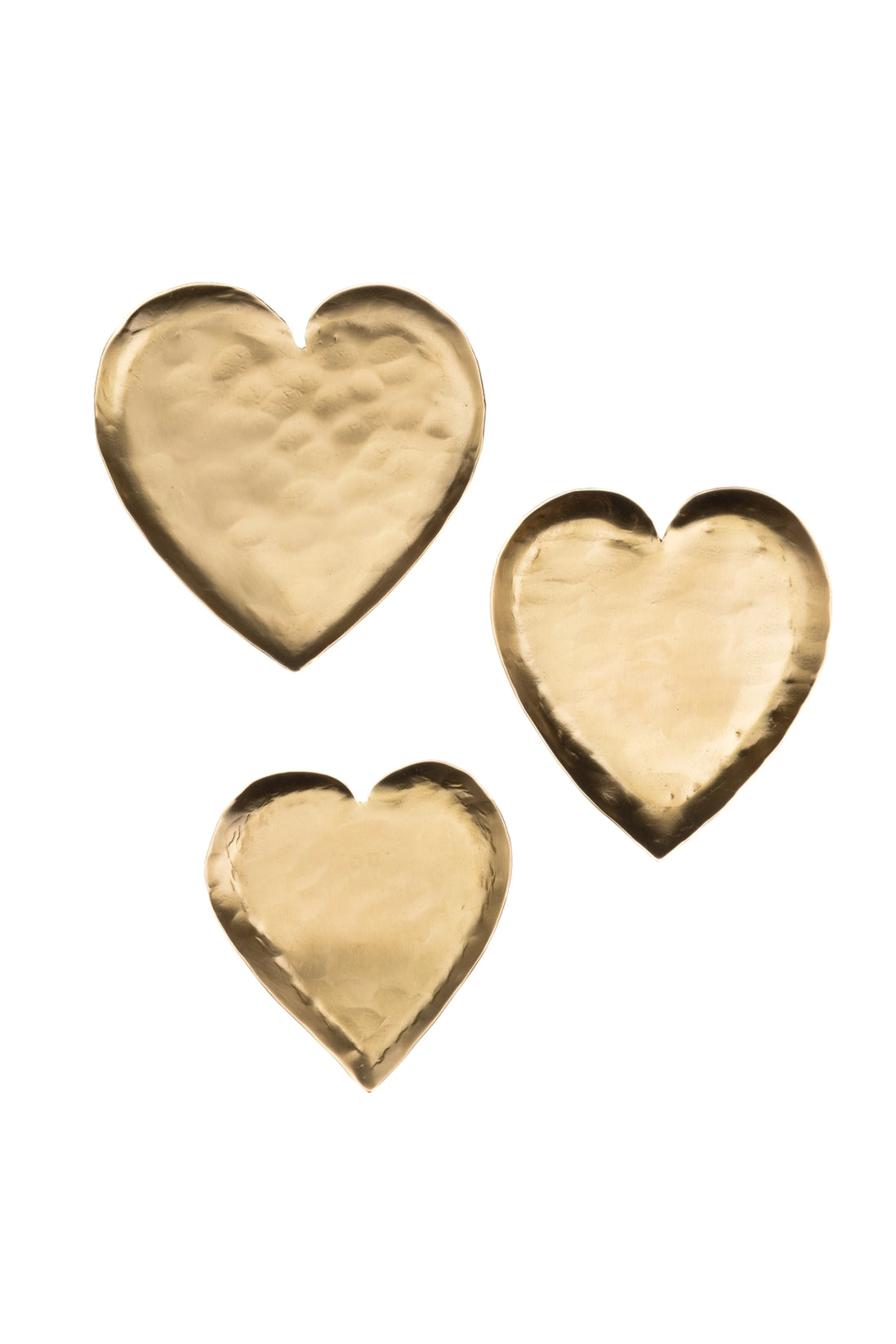 Brass Heart Shaped Tray - Set of Three