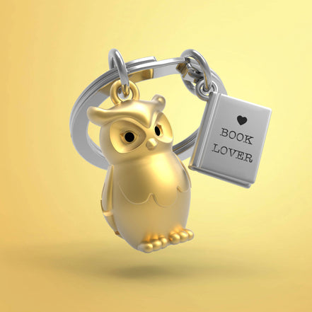 Gold Owl & Book Keyring