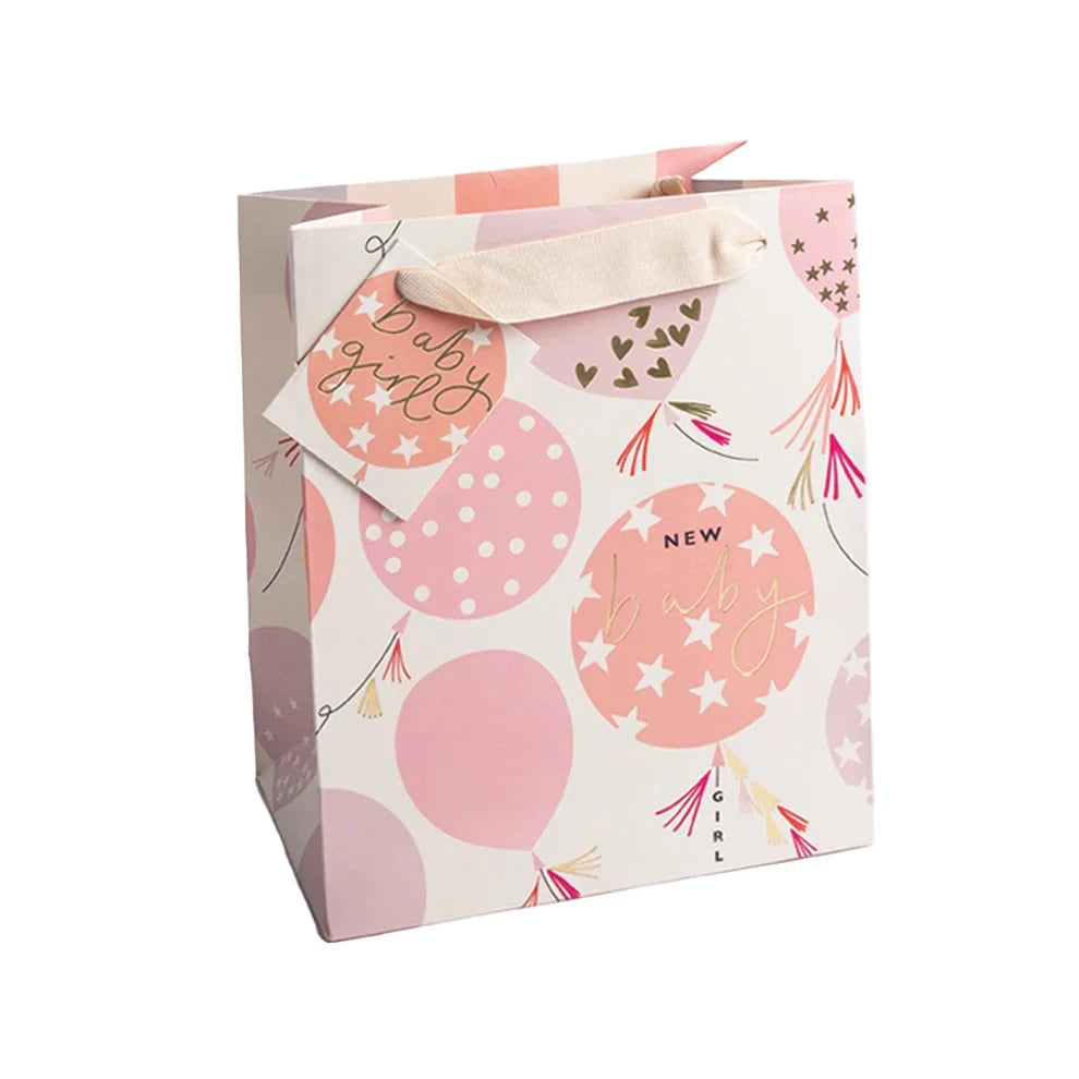 Baby Girl Balloons Medium Gift Bag
